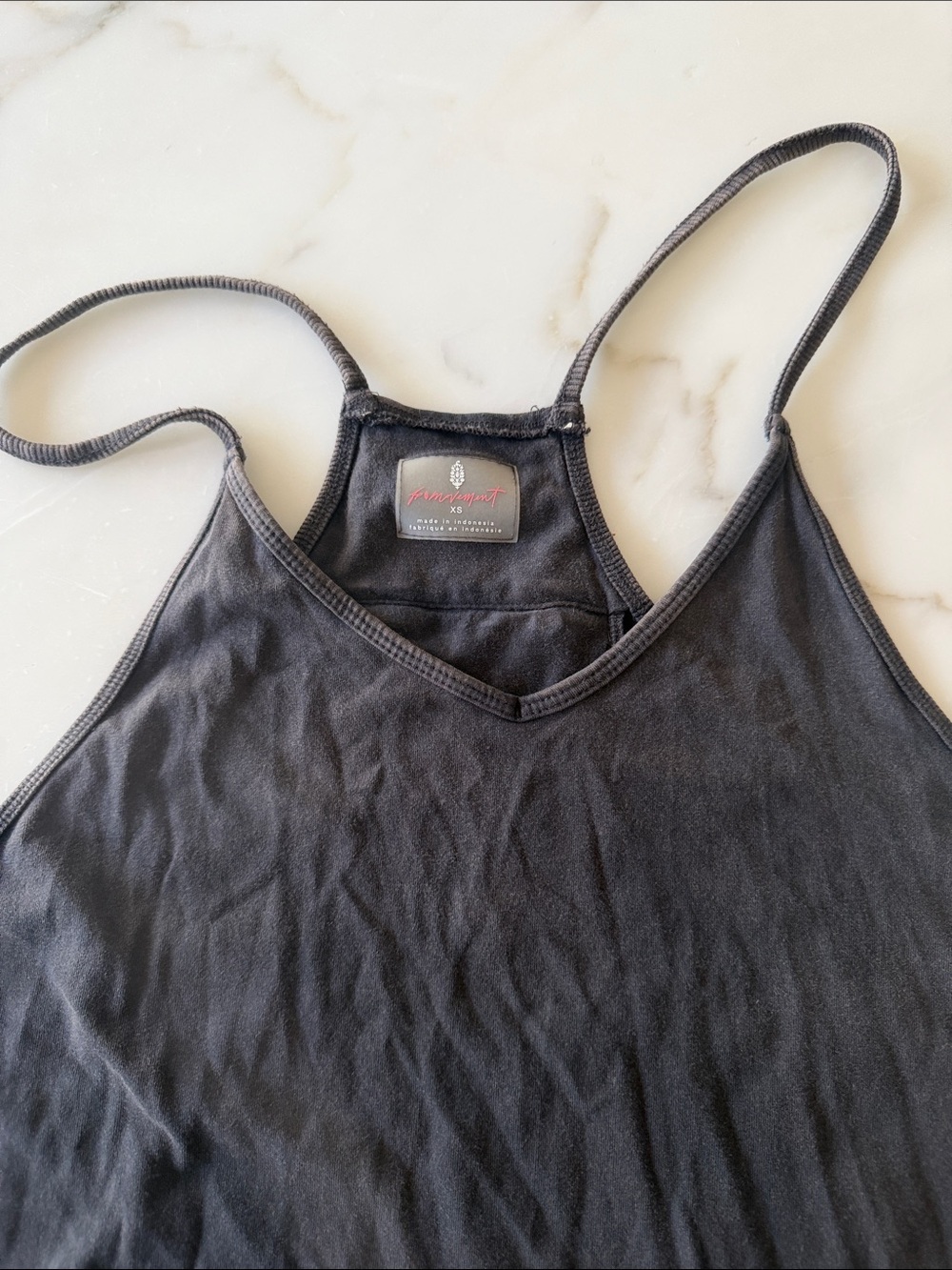 Free People Hot Shot Onesie Relaxed Black Sleeveless Romper- washed black XS - Picture 4 of 7